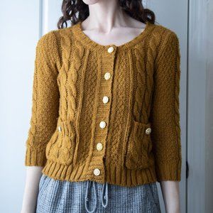 Vintage Style Cable Knit Sweater Cardigan